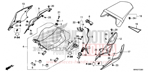 SITZ/WINDLAUF, HINTEN CBR650RAK de 2019